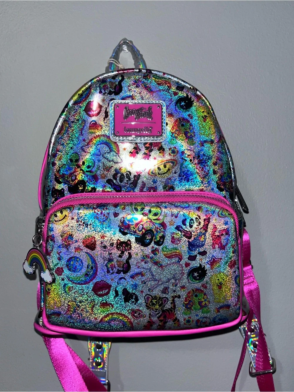 Loungefly Lisa Frank Iridescent AOP Sticker Mini Backpack